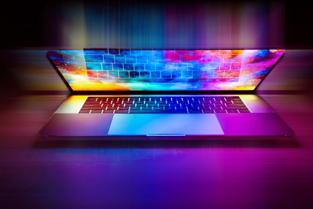 Technology; laptop computer with vibrant colors